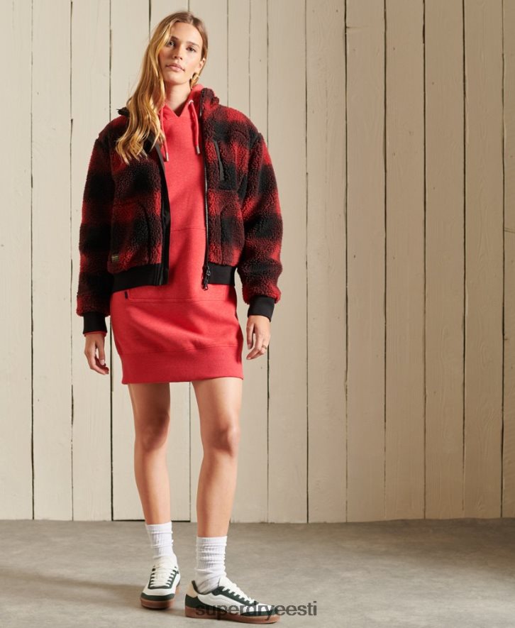 Superdry naised Vintage logoga tikitud kapuutsiga kleit B2LT42540 Riietus punane