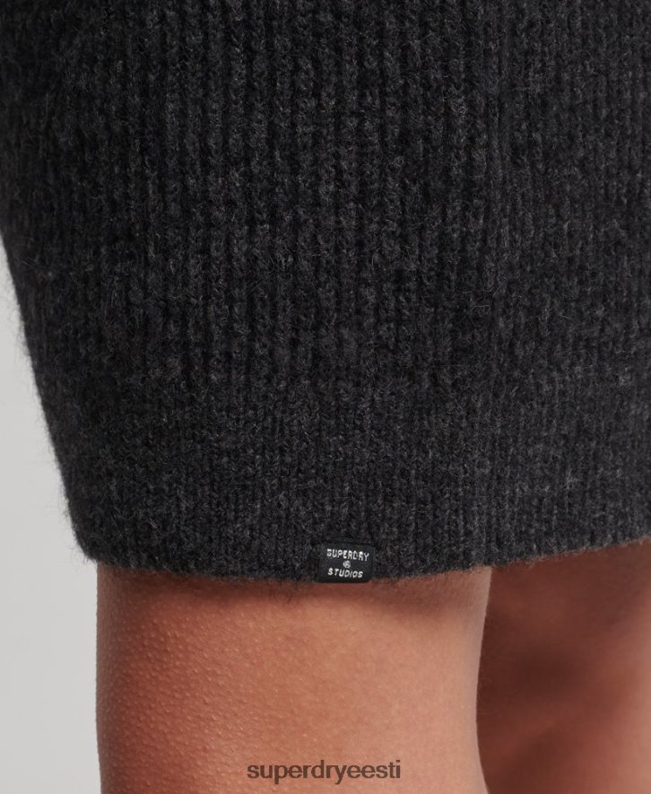 Superdry naised kootud rullkaelusega kampsun kleit B2LT42451 Riietus tumehall