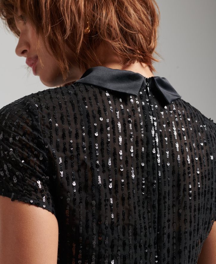 Superdry naised kraega litritega t-särkkleit B2LT42497 Riietus must