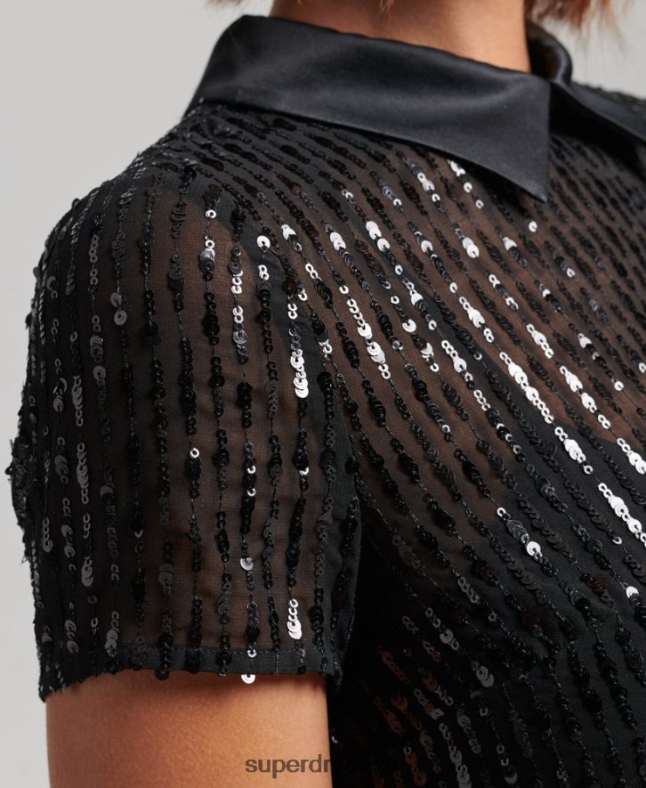 Superdry naised kraega litritega t-särkkleit B2LT42497 Riietus must