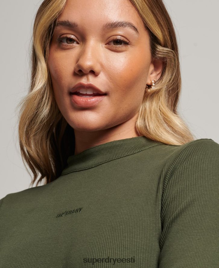 Superdry naised pikkade varrukatega ribiga bodycon minikleit B2LT46666 Riietus khaki