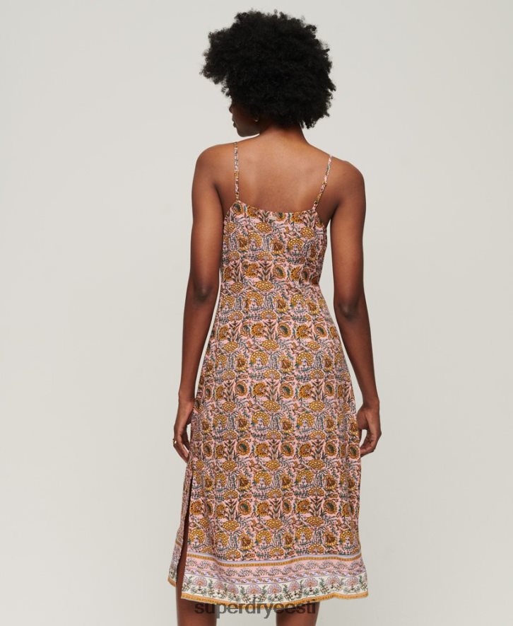Superdry naised prindinööbiga cami midi kleit B2LT42009 Riietus roosa