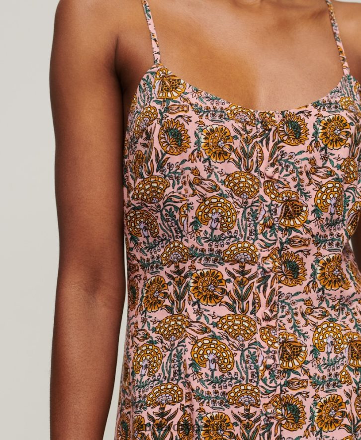 Superdry naised prindinööbiga cami midi kleit B2LT42009 Riietus roosa