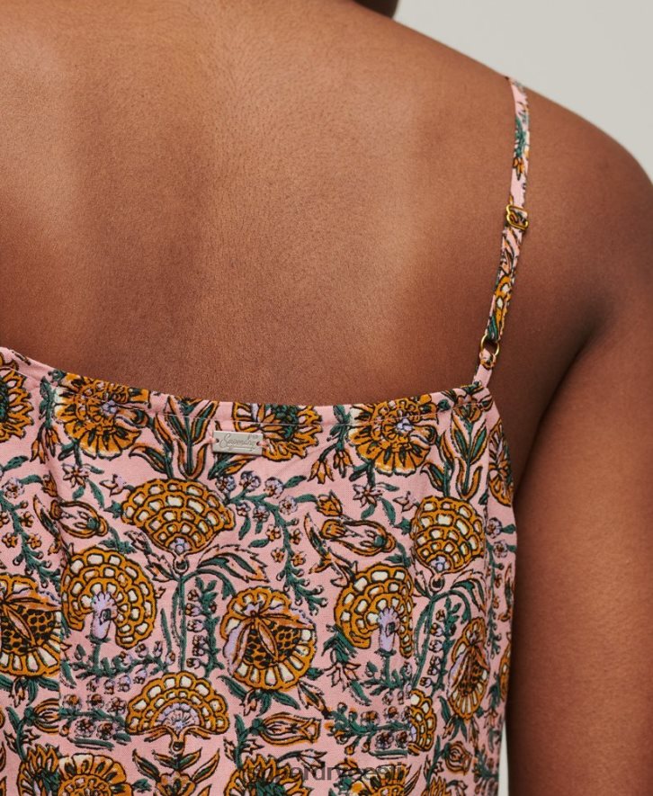 Superdry naised prindinööbiga cami midi kleit B2LT42009 Riietus roosa