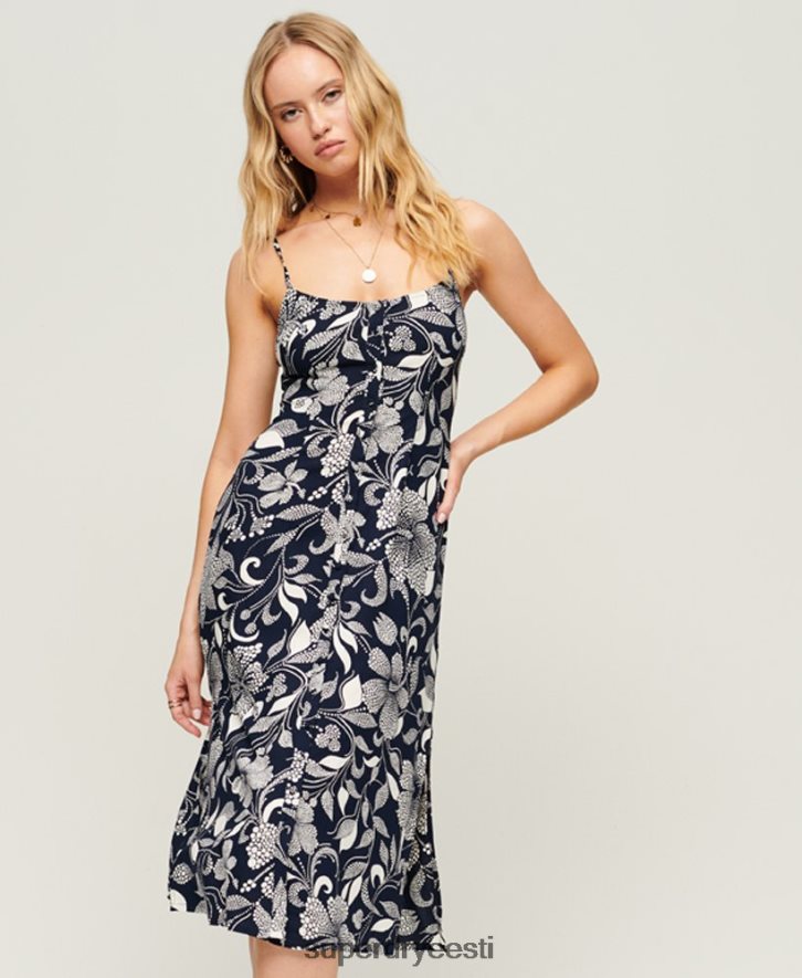 Superdry naised prindinööbiga cami midi kleit B2LT42043 Riietus merevägi