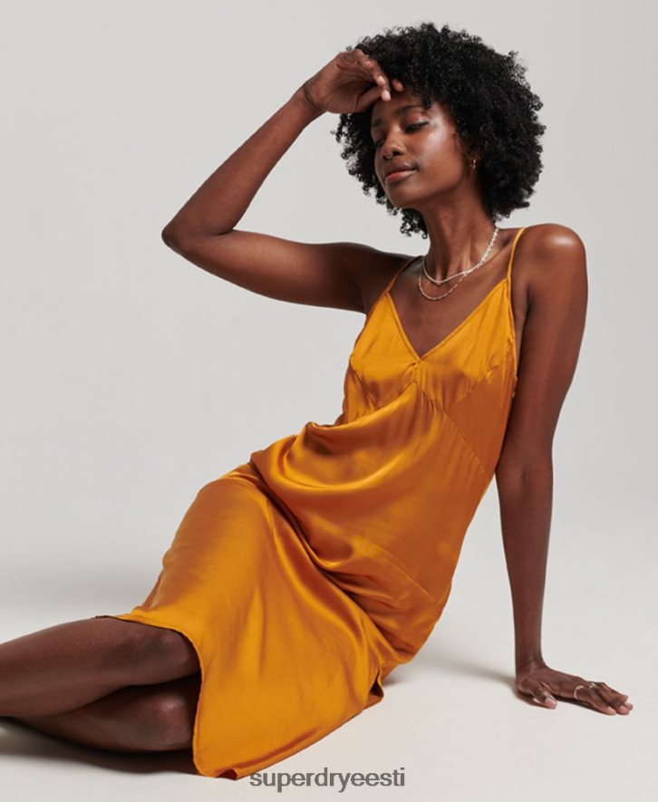 Superdry naised satiinist cami midi kleit B2LT42500 Riietus oranž