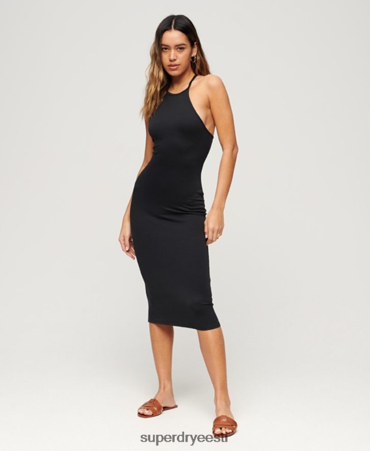 Superdry naised t tagumine jersey midi kleit B2LT42395 Riietus must