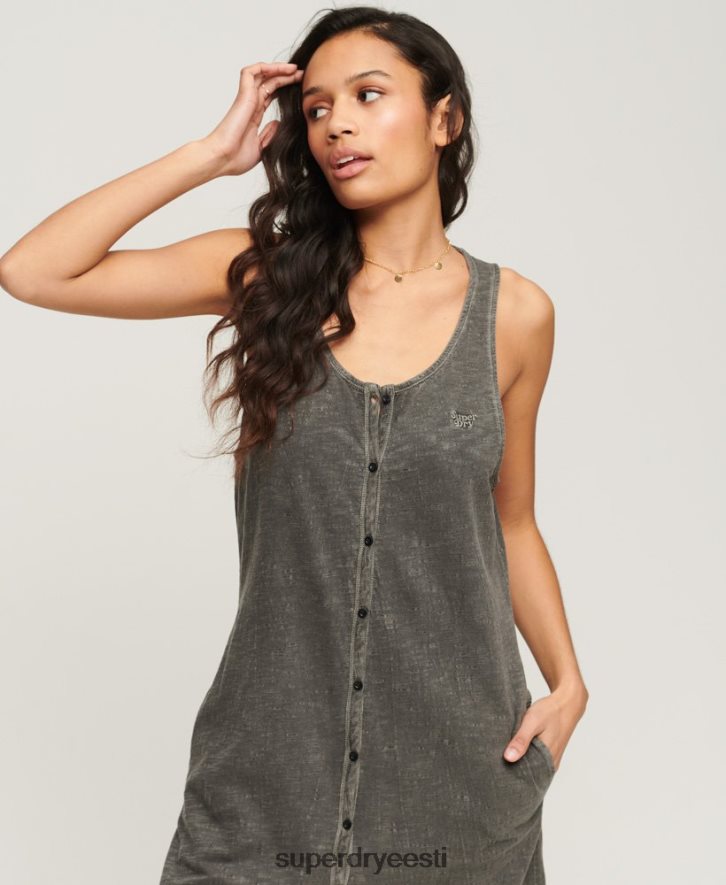 Superdry naised vintage jersey nööbiga midi kleit B2LT42139 Riietus tumehall