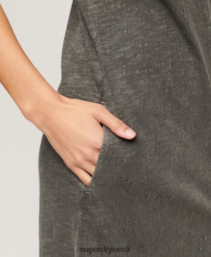 Superdry naised vintage jersey nööbiga midi kleit B2LT42139 Riietus tumehall