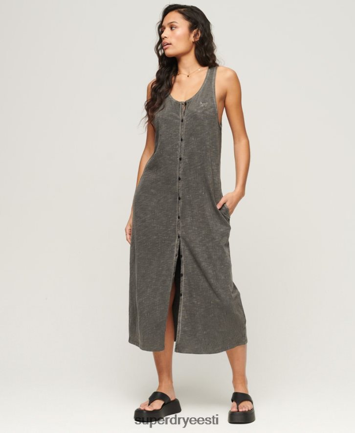 Superdry naised vintage jersey nööbiga midi kleit B2LT42139 Riietus tumehall