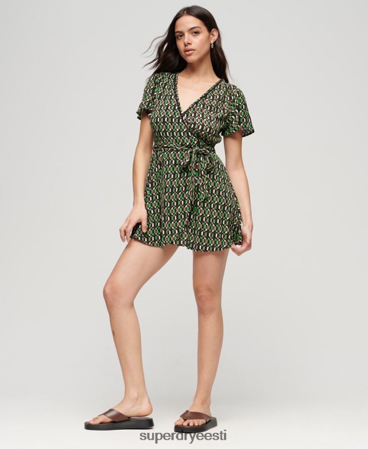 Superdry naised vintage mini wrap kleit B2LT42005 Riietus roheline