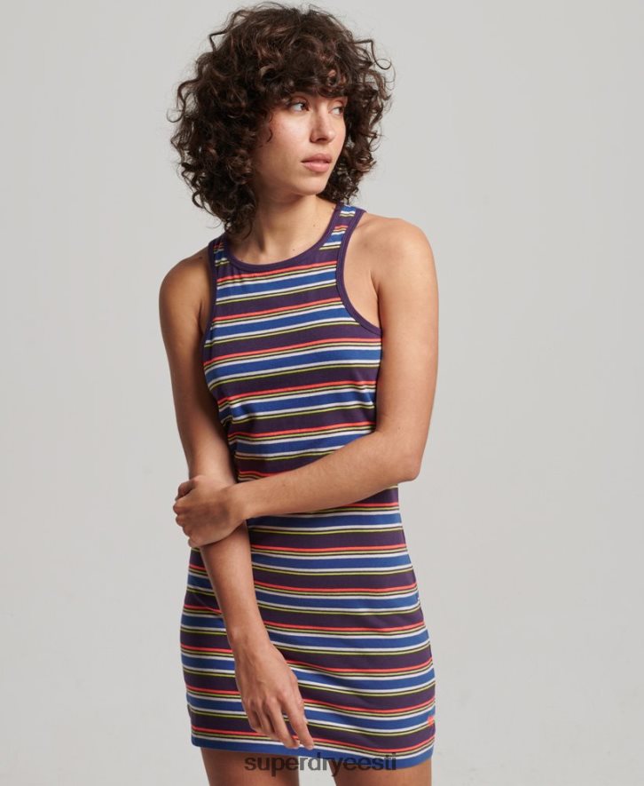 Superdry naised vintage triibuline võidusõitja kleit B2LT42470 Riietus pruun