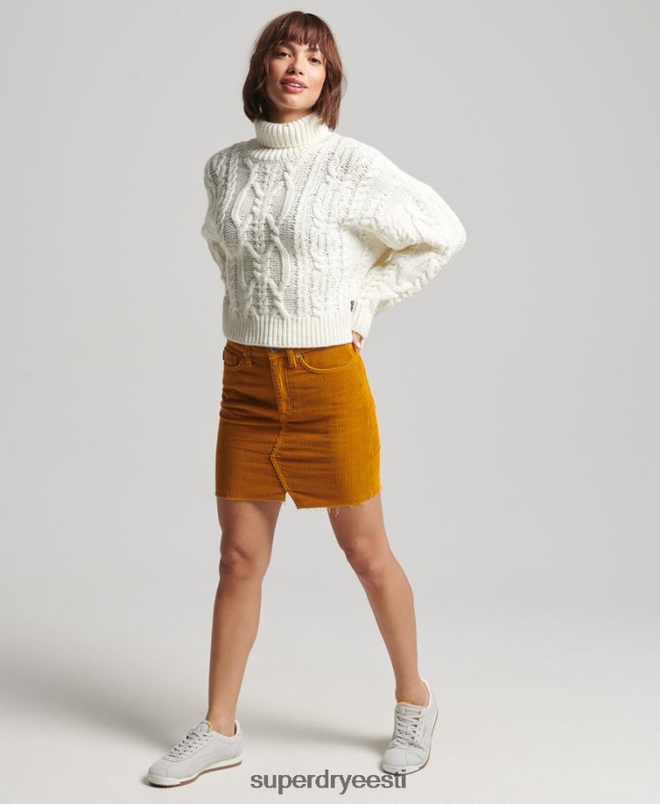 Superdry naised kaabliga kootud polo kaelusega kampsun B2LT43963 Riietus kreem