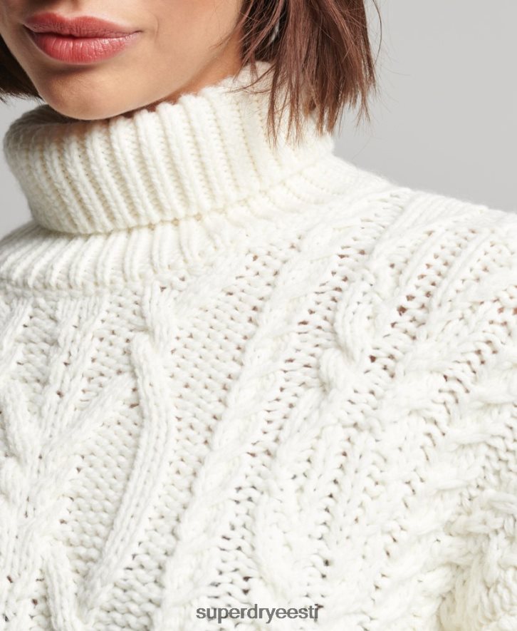 Superdry naised kaabliga kootud polo kaelusega kampsun B2LT43963 Riietus kreem