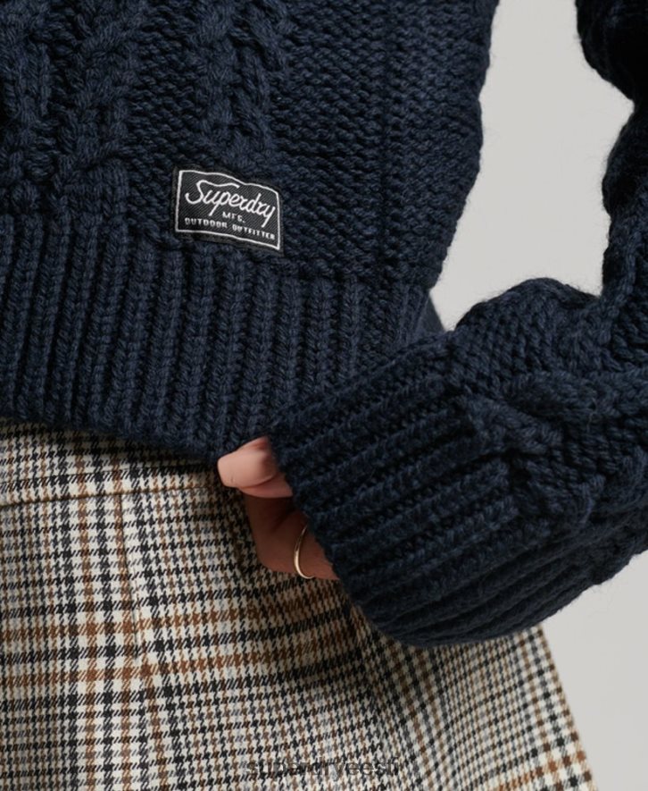 Superdry naised kaabliga kootud polo kaelusega kampsun B2LT43991 Riietus merevägi