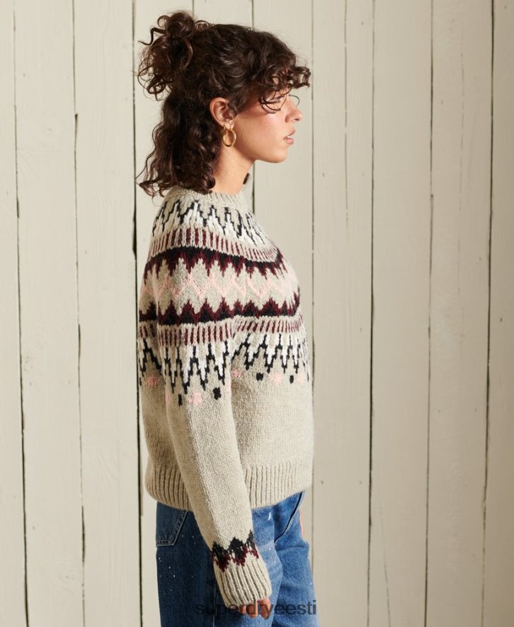 Superdry naised klassikaline fairisle crew hüppaja B2LT44032 Riietus beež