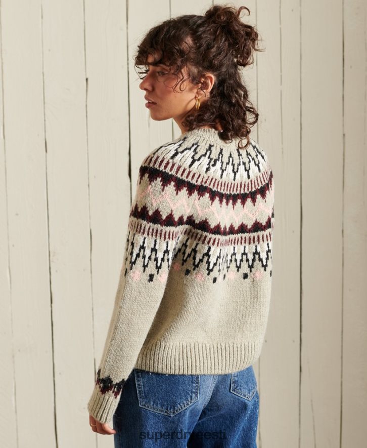 Superdry naised klassikaline fairisle crew hüppaja B2LT44032 Riietus beež