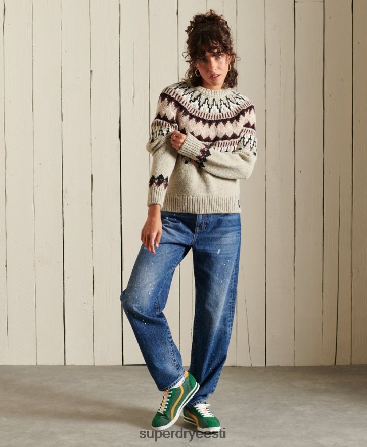 Superdry naised klassikaline fairisle crew hüppaja B2LT44032 Riietus beež
