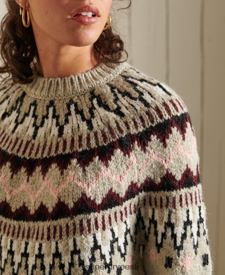 Superdry naised klassikaline fairisle crew hüppaja B2LT44032 Riietus beež