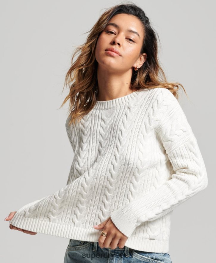 Superdry naised langenud õla tross koo meeskonnakaelusega džemper B2LT43959 Riietus valge