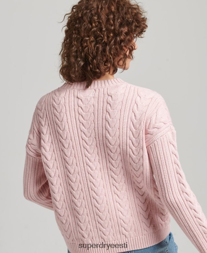 Superdry naised langenud õla tross koo meeskonnakaelusega džemper B2LT43970 Riietus roosa