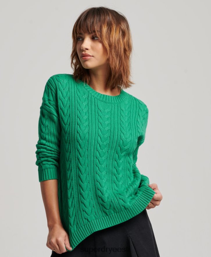 Superdry naised langenud õla tross koo meeskonnakaelusega džemper B2LT43993 Riietus roheline
