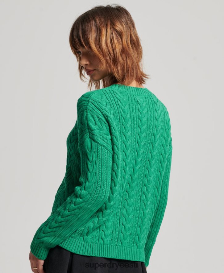 Superdry naised langenud õla tross koo meeskonnakaelusega džemper B2LT43993 Riietus roheline