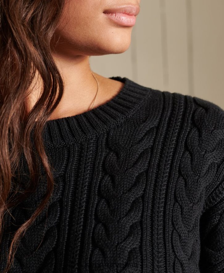 Superdry naised langenud õla tross koo meeskonnakaelusega džemper B2LT43995 Riietus must