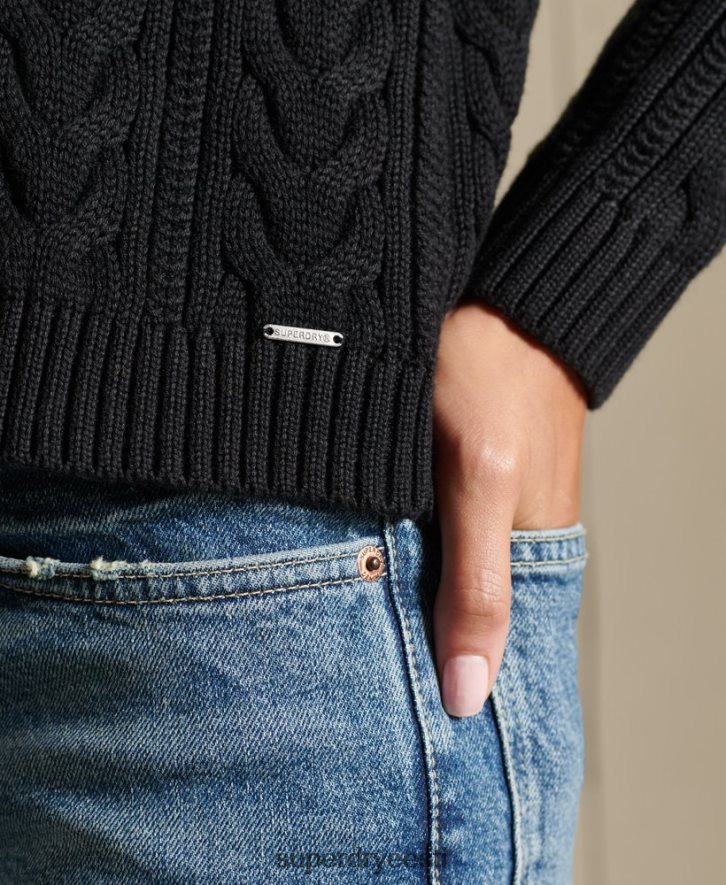 Superdry naised langenud õla tross koo meeskonnakaelusega džemper B2LT43995 Riietus must