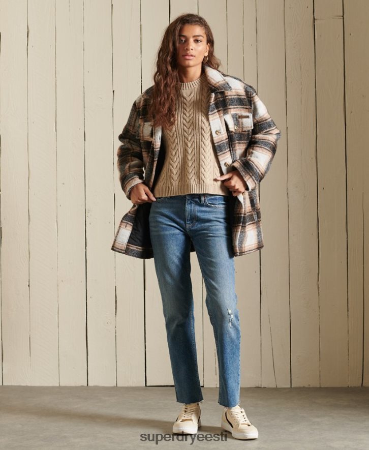 Superdry naised langenud õla tross koo meeskonnakaelusega džemper B2LT44026 Riietus beež