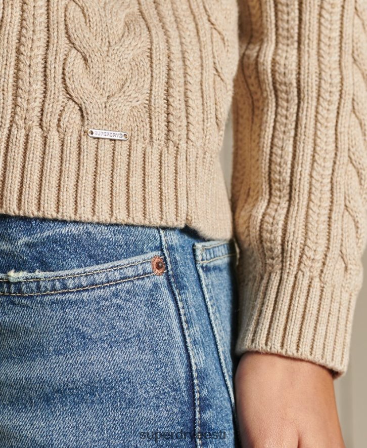 Superdry naised langenud õla tross koo meeskonnakaelusega džemper B2LT44026 Riietus beež