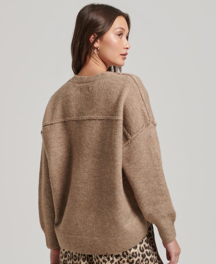 Superdry naised ülisuur v-kaelusega džemper B2LT43958 Riietus beež