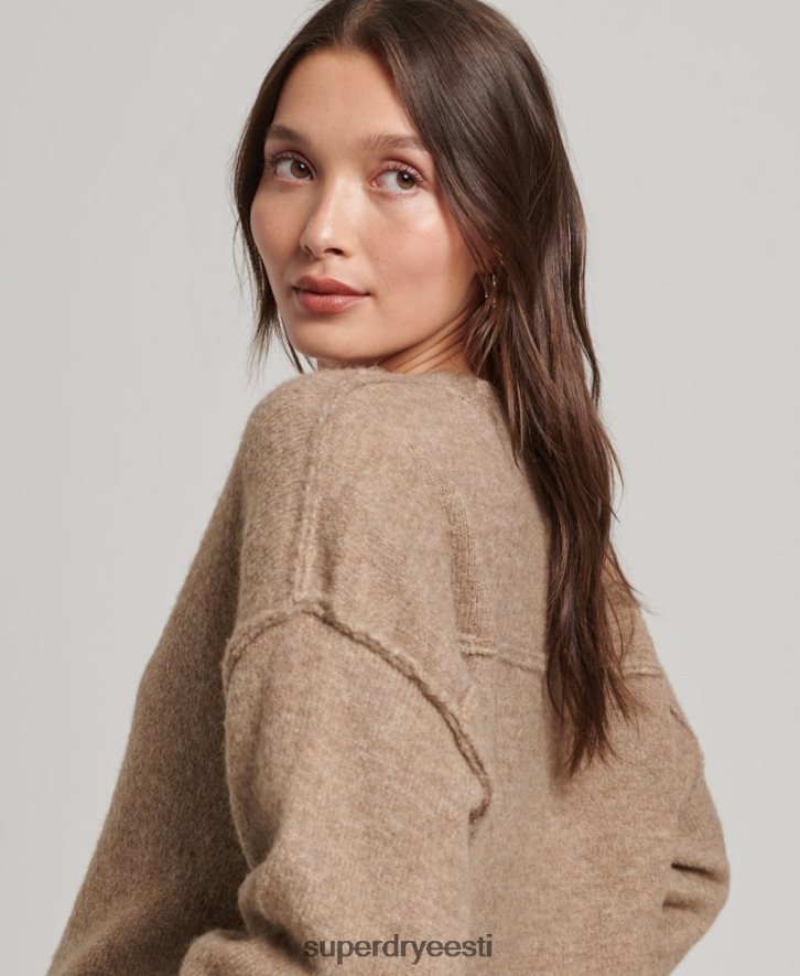 Superdry naised ülisuur v-kaelusega džemper B2LT43958 Riietus beež