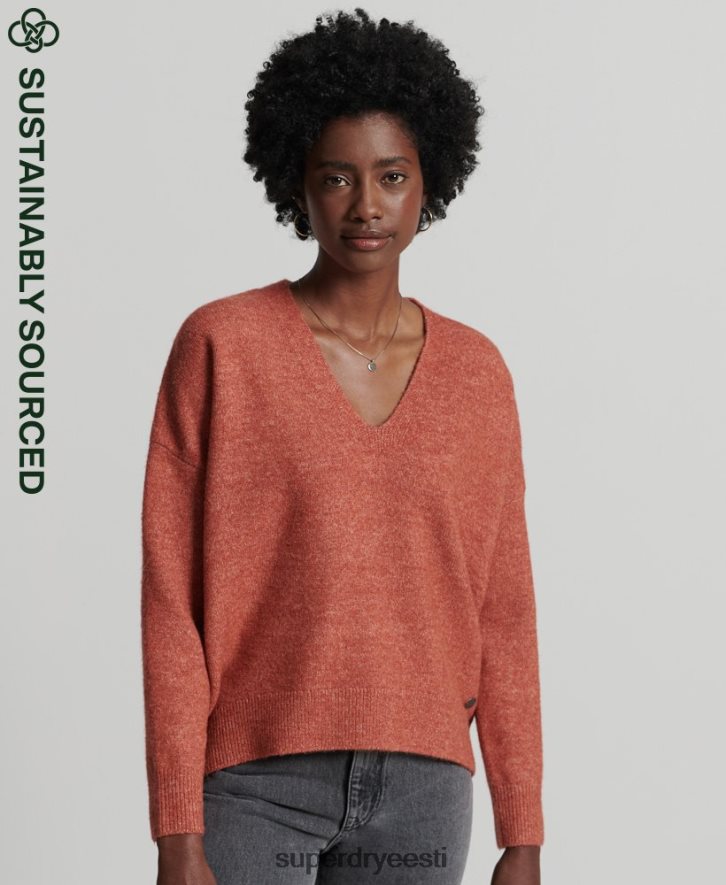 Superdry naised studios slouch v-kaelusega kootud kampsun B2LT43984 Riietus oranž