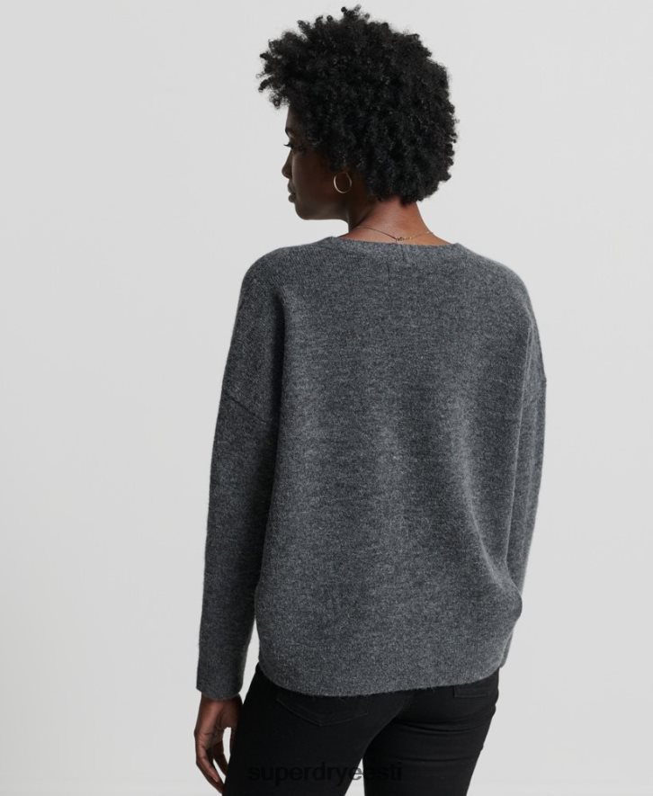 Superdry naised studios slouch v-kaelusega kootud kampsun B2LT43992 Riietus tumehall