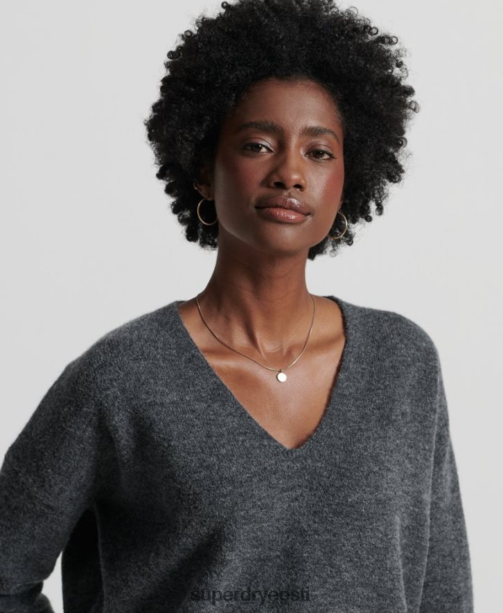 Superdry naised studios slouch v-kaelusega kootud kampsun B2LT43992 Riietus tumehall