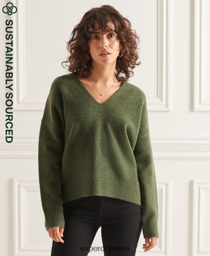 Superdry naised studios slouch v-kaelusega kootud kampsun B2LT44013 Riietus roheline
