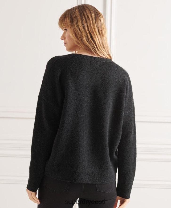 Superdry naised studios slouch v-kaelusega kootud kampsun B2LT44015 Riietus must