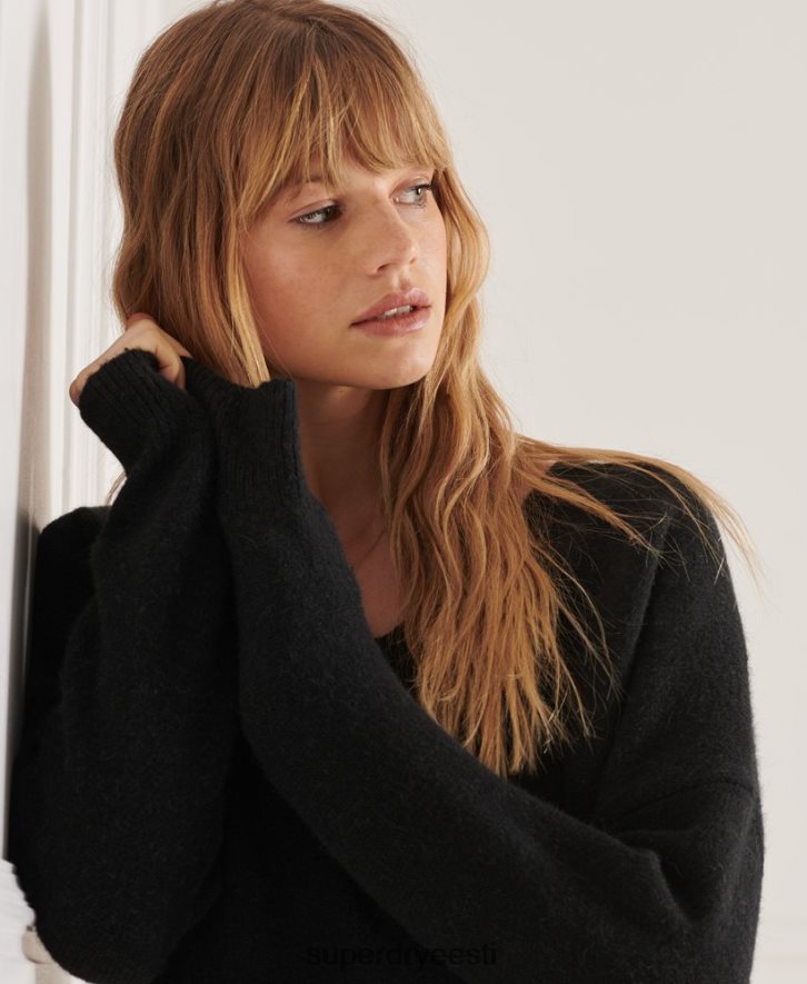 Superdry naised studios slouch v-kaelusega kootud kampsun B2LT44015 Riietus must