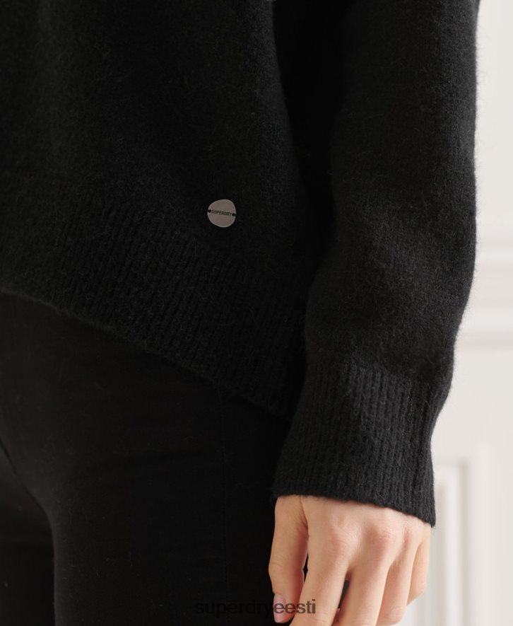 Superdry naised studios slouch v-kaelusega kootud kampsun B2LT44015 Riietus must