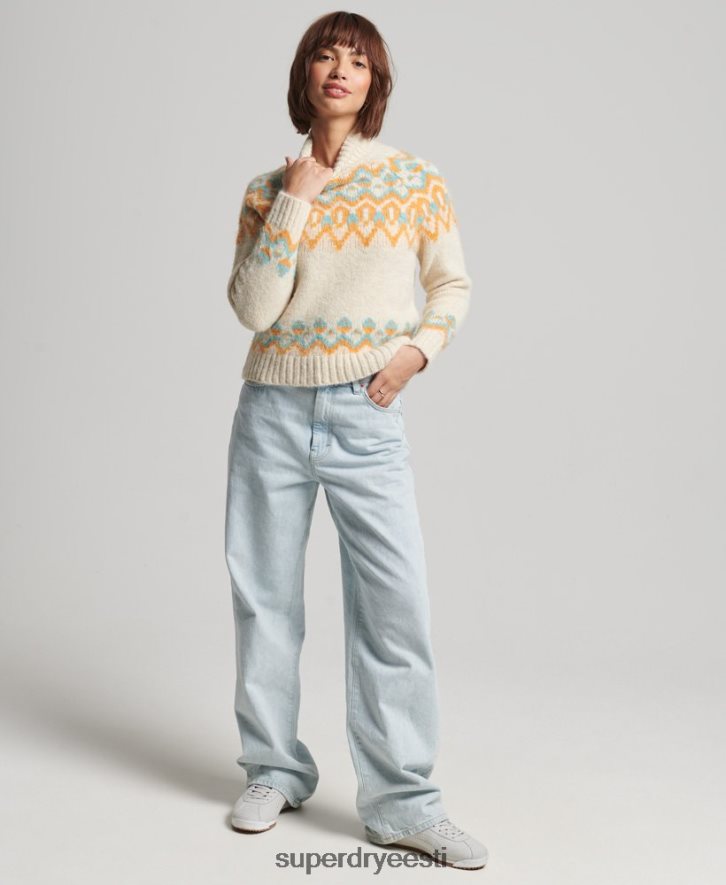 Superdry naised vintage slouchy fairisle kootud džemper B2LT43989 Riietus kreem