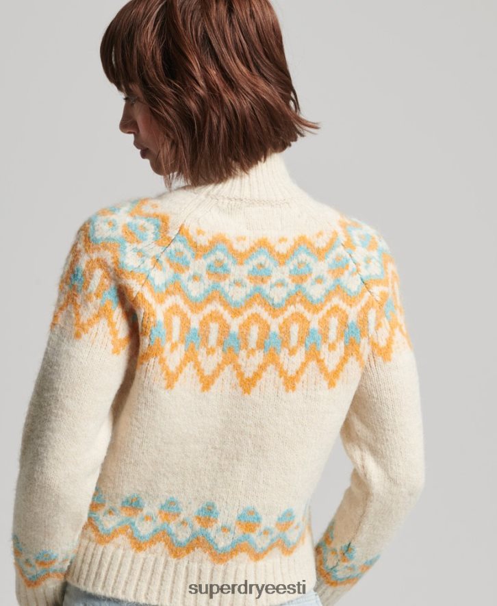 Superdry naised vintage slouchy fairisle kootud džemper B2LT43989 Riietus kreem
