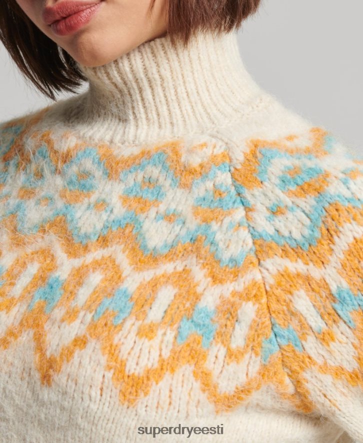Superdry naised vintage slouchy fairisle kootud džemper B2LT43989 Riietus kreem