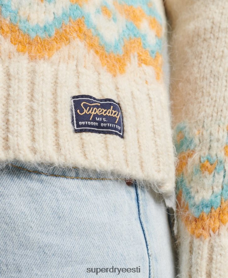Superdry naised vintage slouchy fairisle kootud džemper B2LT43989 Riietus kreem