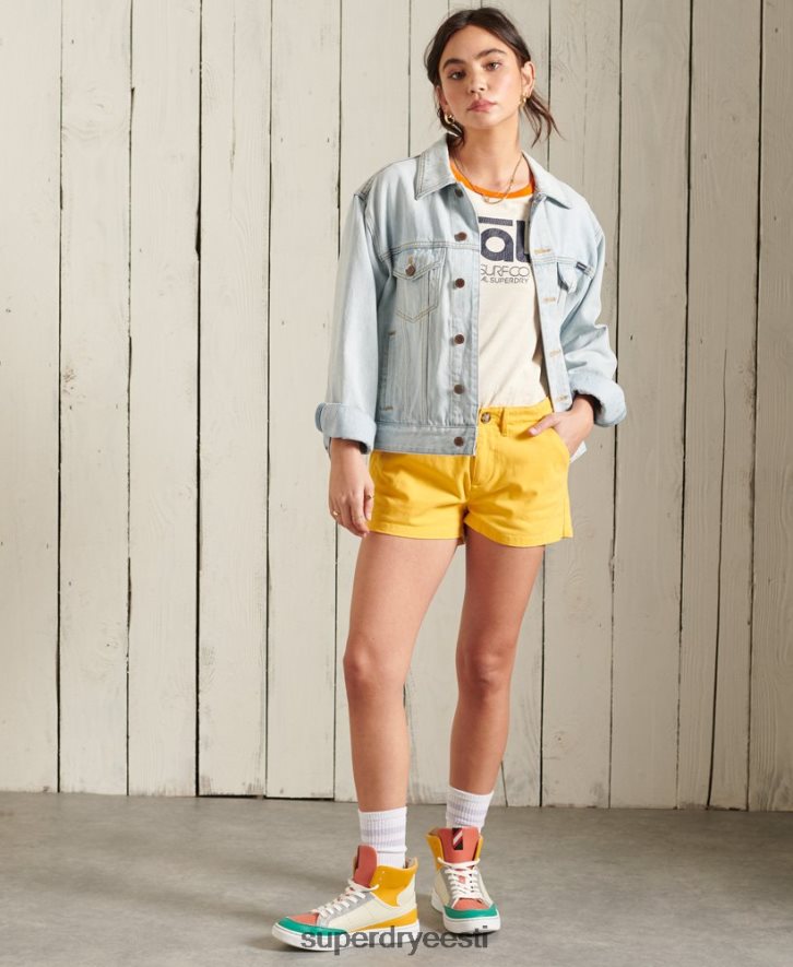 Superdry naised chino kuumad lühikesed püksid B2LT43171 Riietus kollane