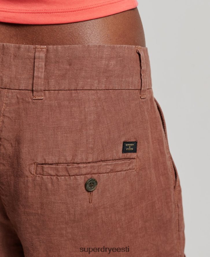 Superdry naised ülevärvitud linased lühikesed püksid B2LT42237 Riietus pruun