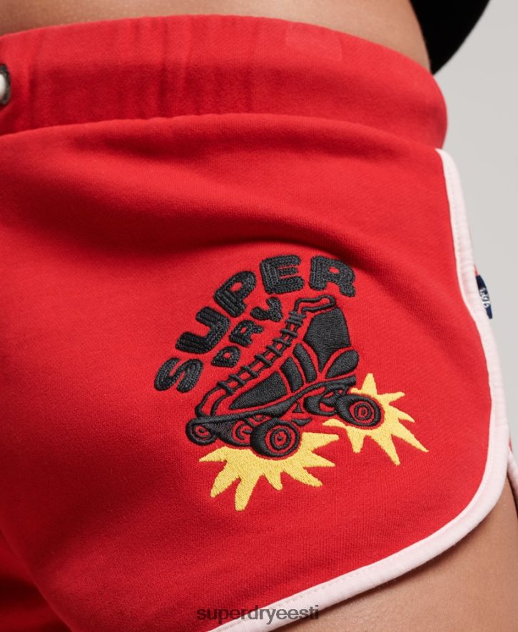 Superdry naised vintage rull sellega jersey lühikesed püksid B2LT42180 Riietus punane