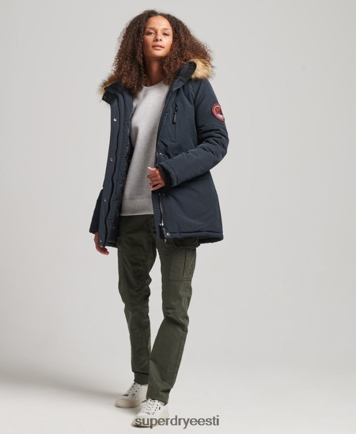 Superdry naised kapuutsiga everest kunstkarusnahast parkmantel B2LT43771 Riietus merevägi