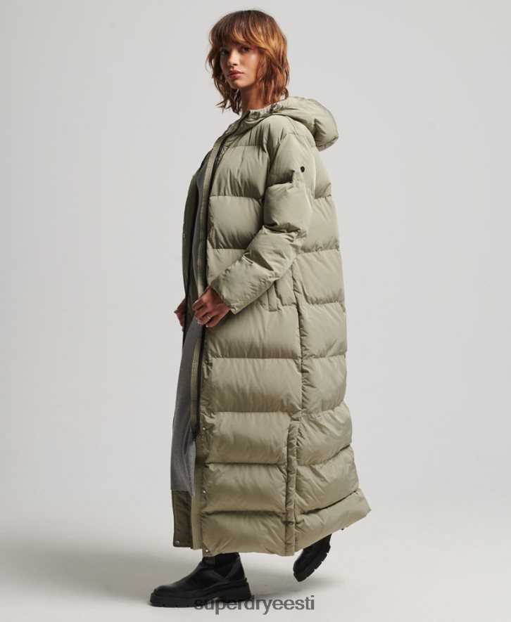 Superdry naised kapuutsiga maxi-puhvermantel B2LT43693 Riietus khaki