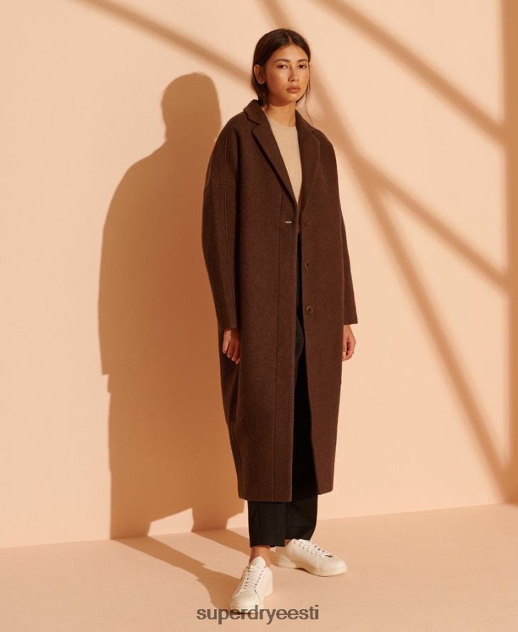 Superdry naised piiratud koguses õngejadaga villane mantel B2LT45573 Riietus tan